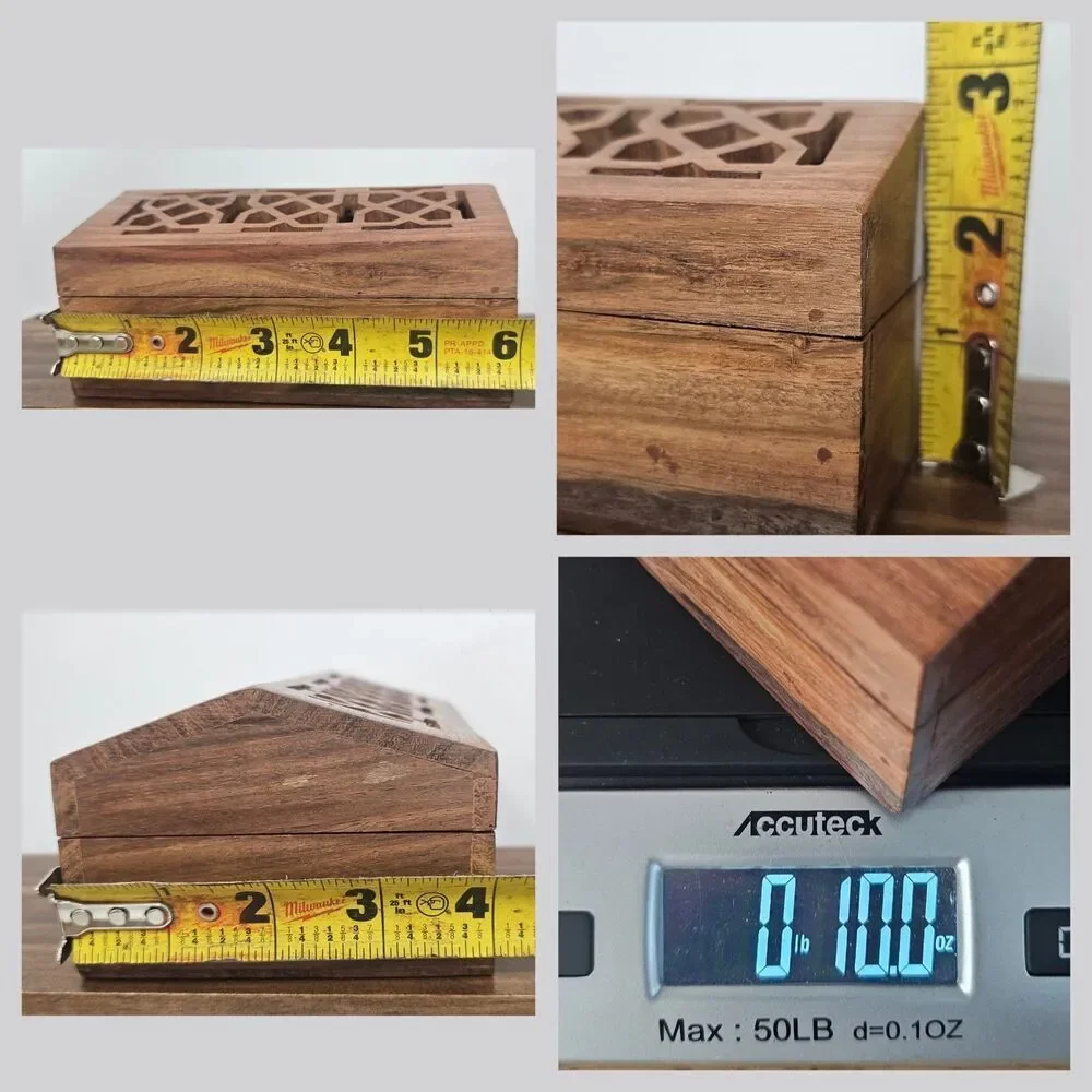 Vintage Hand Carved Trellis Wooden Keepsake Trinket Box Arched Lid Made In India